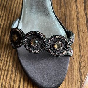 Elegant Beaded Women's Sandals - Brown